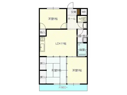 グリーンヒル観世I(3LDK/3階)の間取り写真