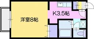 メゾンドミュゲ(1K/2階)の間取り写真