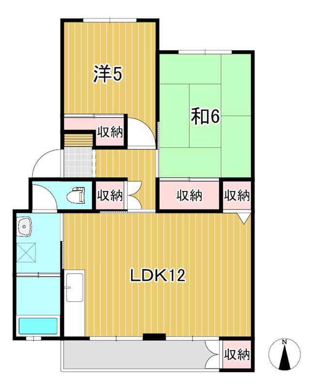 多賀ハイツA(2LDK/2階)の間取り写真