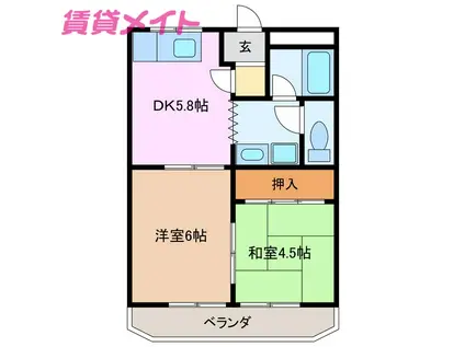 ストリートアート(2DK/4階)の間取り写真