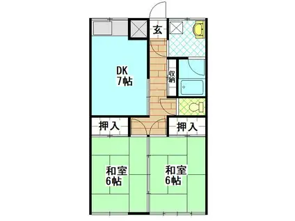 コーポ南風(2DK/2階)の間取り写真