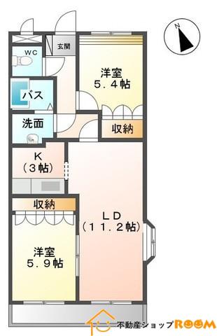 コンフォートヒルズ(2LDK/1階)の間取り写真