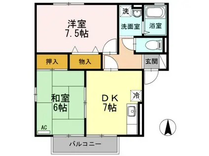 クレセントガーデンIII(2DK/2階)の間取り写真