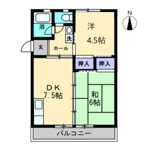 SPERANZA TAKAMATSU(2DK/4階)の間取り写真