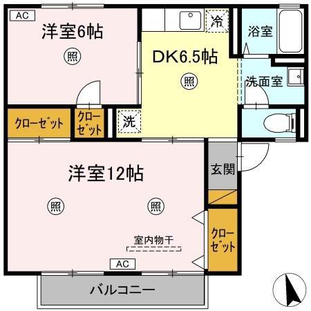 メゾン森PARTI・II(2DK/1階)の間取り写真