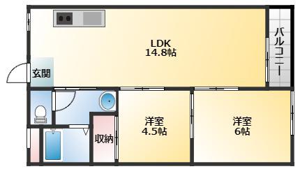 STEADY羽曳野(2LDK/1階)の間取り写真