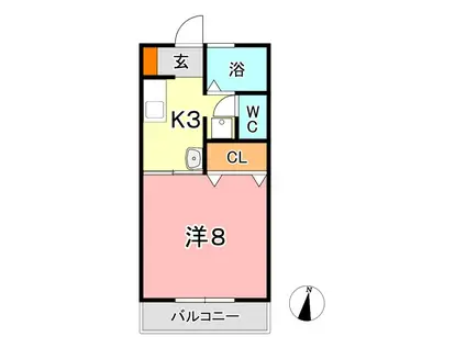 モアタウンMOZU A(1K/2階)の間取り写真