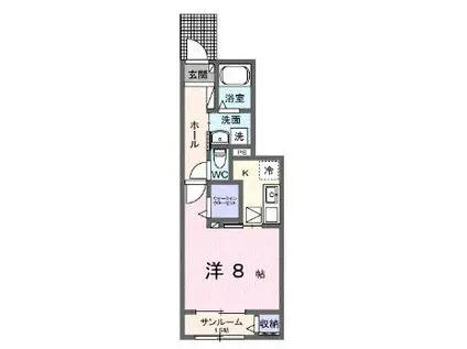 メゾフォルテ松島(1K/1階)の間取り写真