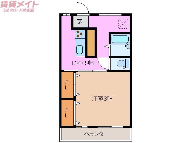 CENTURY21(1DK/2階)の間取り写真