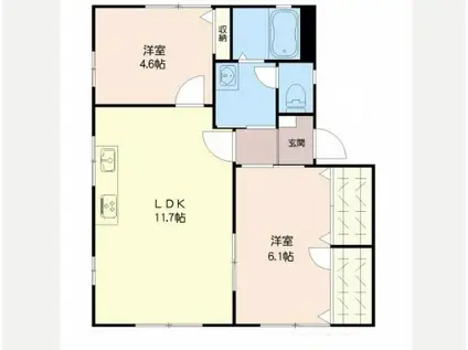 スターハイツ A棟(2LDK/1階)の間取り写真