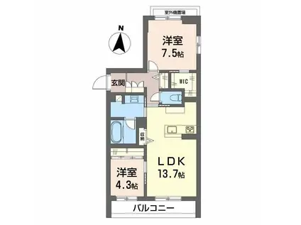 FORENA上杉6丁目(2LDK/2階)の間取り写真