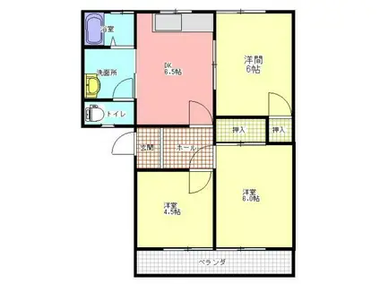 メイプルビューハイツ(3DK/2階)の間取り写真