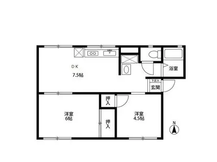 シティハイムソファレA(2DK/2階)の間取り写真