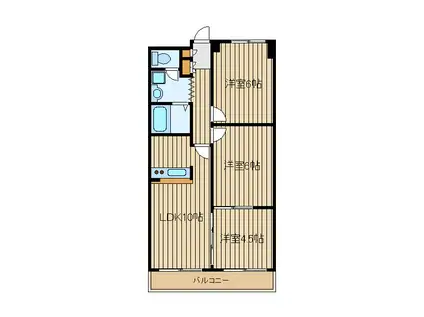 パールハイムサクライ(3LDK/4階)の間取り写真