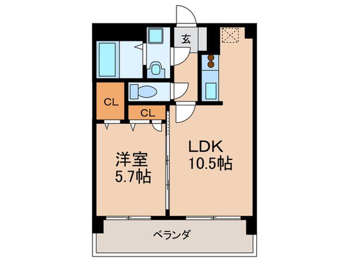 グリーンヒルズ観世(1LDK/4階)の間取り写真