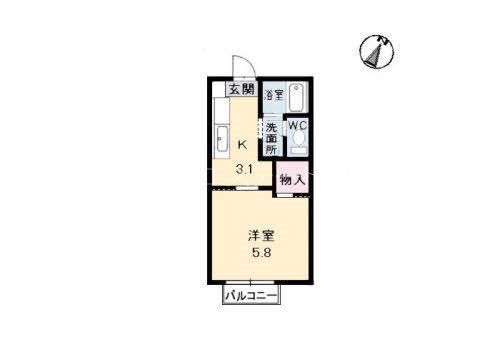メゾンデラW C棟(1K/1階)の間取り写真