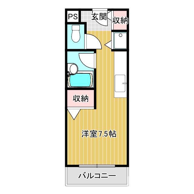 カースル安田(ワンルーム/2階)の間取り写真