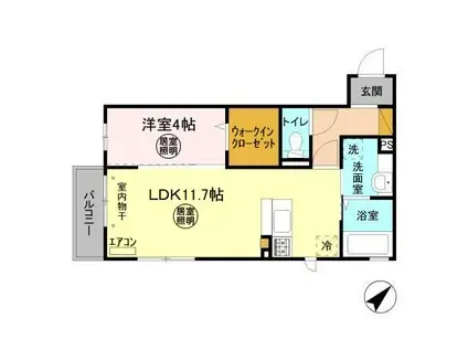 パークドオートム A(1LDK/3階)の間取り写真