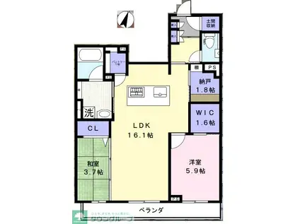 ラ・メゾン・カノン桜木町(2LDK/3階)の間取り写真