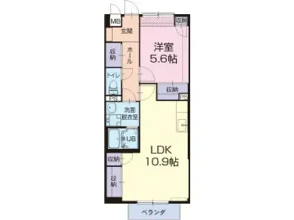 ロコハウス(1LDK/2階)の間取り写真