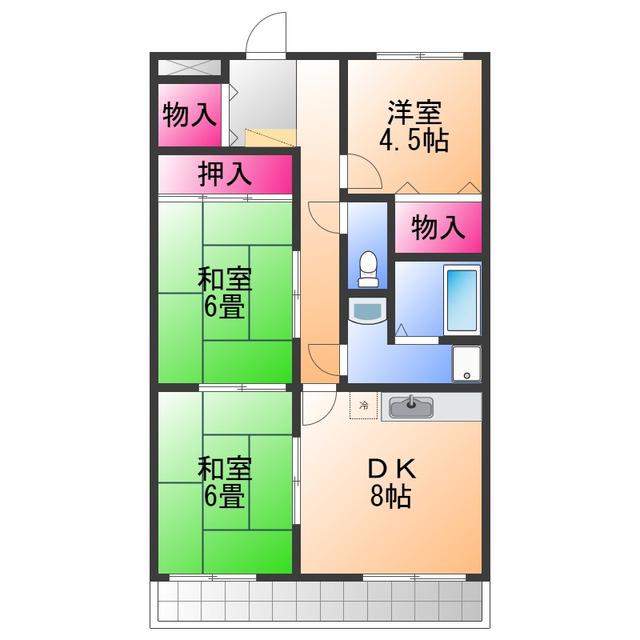 ロイヤルスクエアあむI(3DK/4階)の間取り写真