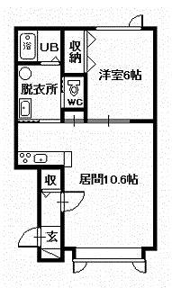 アリエス(1LDK/2階)の間取り写真