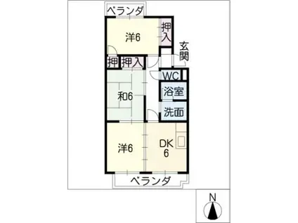 ヒルズ高峯(3DK/1階)の間取り写真