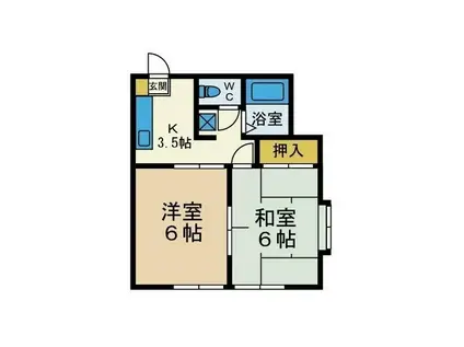 クロック・ハイツ(2K/1階)の間取り写真