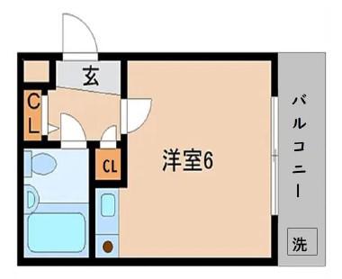 ドリーム東生駒(ワンルーム/1階)の間取り写真