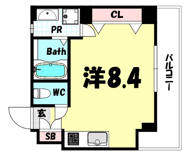 中天マンション(1K/4階)の間取り写真