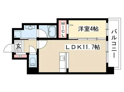 エルミタージュ桜山(1LDK/5階)の間取り写真