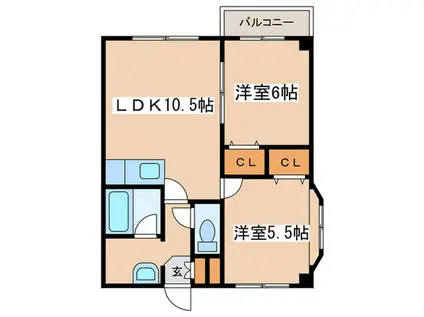 ノースベイ383(2LDK/2階)の間取り写真