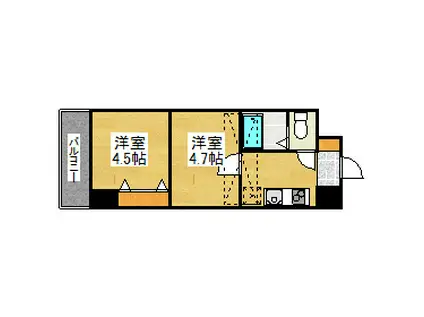 NO40プロジェクト2100博多駅前(2K/2階)の間取り写真