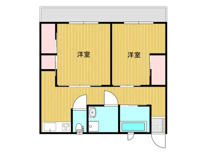 ブランシェ赤海(2DK/3階)の間取り写真