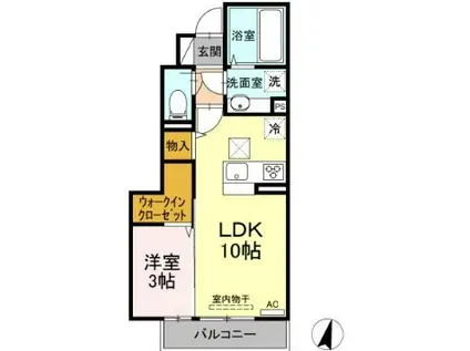 アベニール湯川(1LDK/1階)の間取り写真