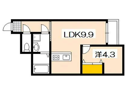 メゾンクレール地御前(1LDK/2階)の間取り写真