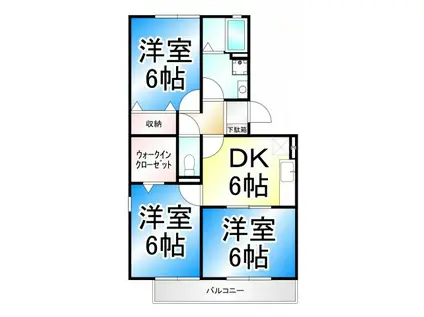 コンフォート轟(3DK/3階)の間取り写真