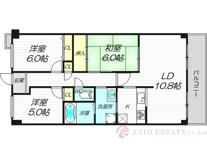 ソシエ北大阪壱期棟(3LDK/7階)の間取り写真