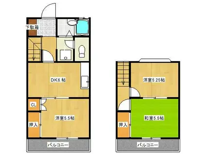 MMハイツ(3DK/1階)の間取り写真