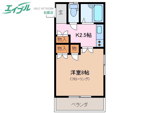 ガラシアTAMAKI(1K/2階)の間取り写真