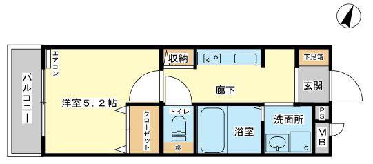 ハイツ中浜(1K/1階)の間取り写真