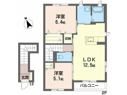シャーメゾンエーデルハイム D棟(2LDK/2階)の間取り写真