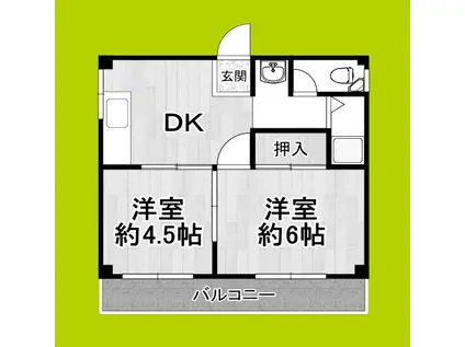 仁平マンション(2DK/4階)の間取り写真