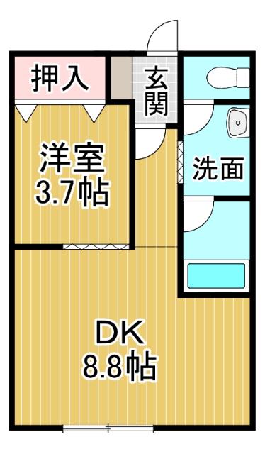 パリエ203(1DK/2階)の間取り写真