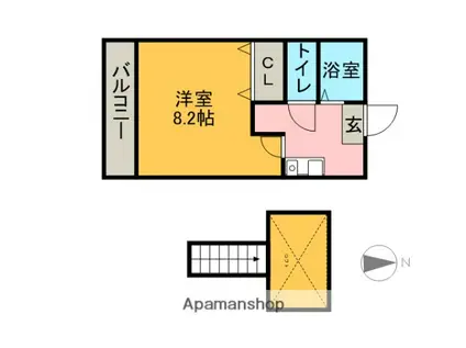 クラーラナカネ(1K/2階)の間取り写真