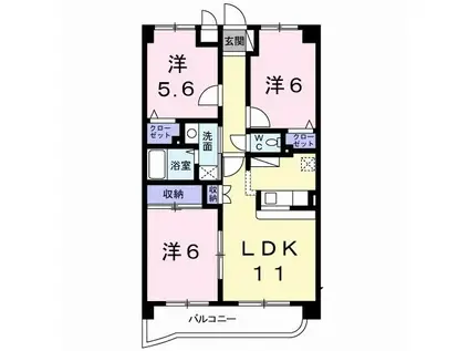 サン・アムール壱番館(3LDK/3階)の間取り写真