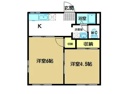 グナーデンハイムA棟(2K/1階)の間取り写真