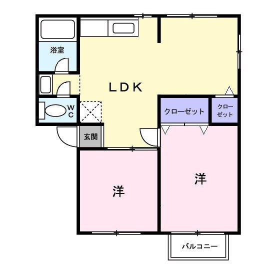 メゾン大国 B棟(2LDK/2階)の間取り写真