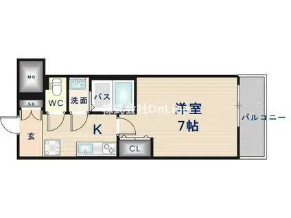 リヴィアス大阪ヴェリテ(1K/3階)の間取り写真