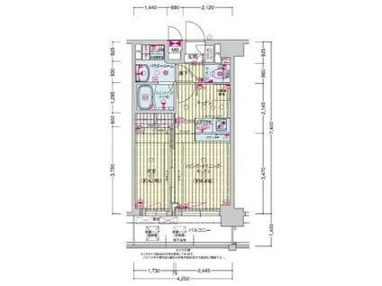 プレサンス鶴橋トレヴィエ(1LDK/10階)の間取り写真